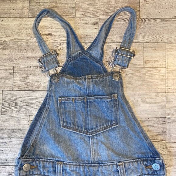 Retro, ON, Light Wash, Lace Trim, Denim Overall Shorts - Picture 4 of 9